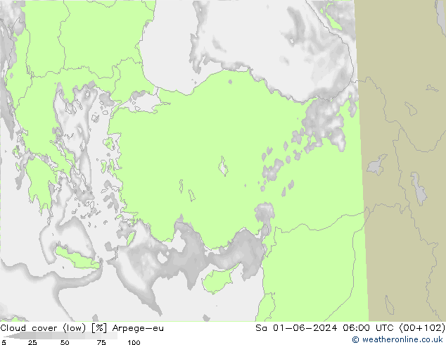 Bewolking (Laag) Arpege-eu za 01.06.2024 06 UTC