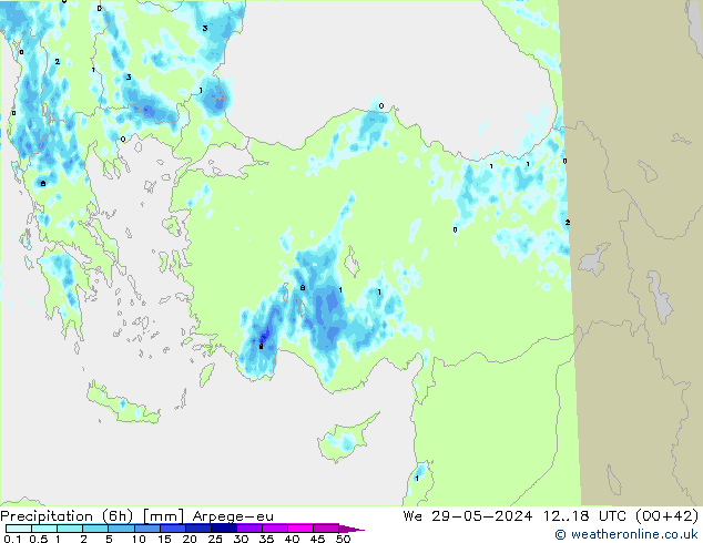 Precipitation (6h) Arpege-eu St 29.05.2024 18 UTC