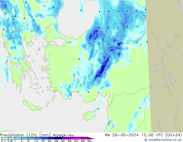 Precipitation (12h) Arpege-eu St 29.05.2024 00 UTC