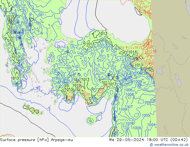 Bodendruck Arpege-eu Mi 29.05.2024 18 UTC