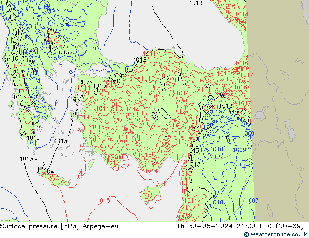 Yer basıncı Arpege-eu Per 30.05.2024 21 UTC