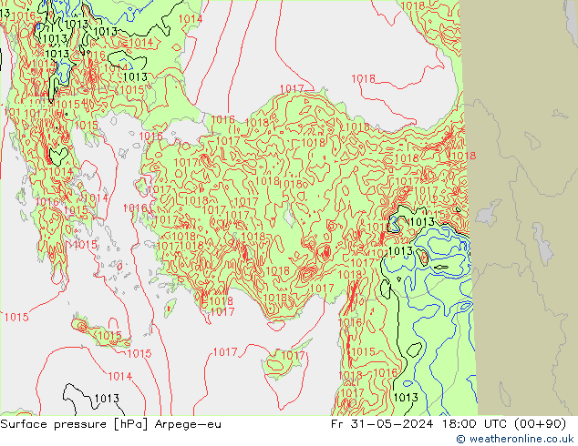 pression de l'air Arpege-eu ven 31.05.2024 18 UTC