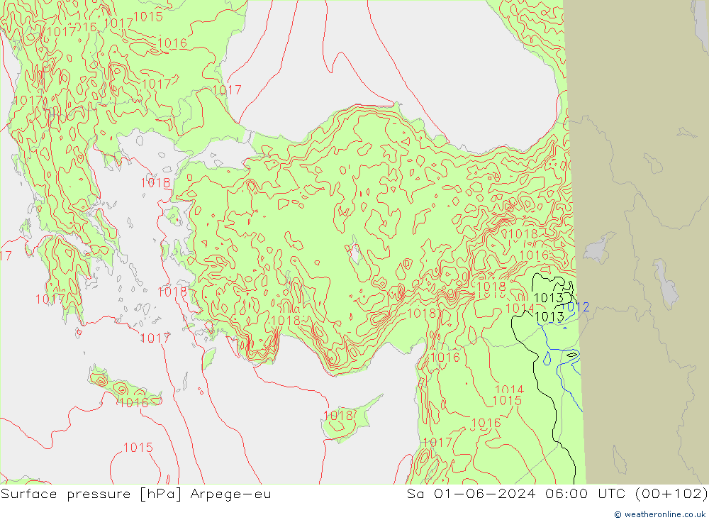 pressão do solo Arpege-eu Sáb 01.06.2024 06 UTC