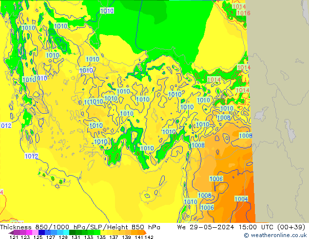 Thck 850-1000 hPa Arpege-eu St 29.05.2024 15 UTC