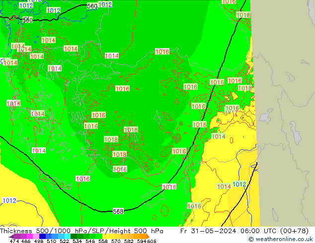 500-1000 hPa Kalınlığı Arpege-eu Cu 31.05.2024 06 UTC