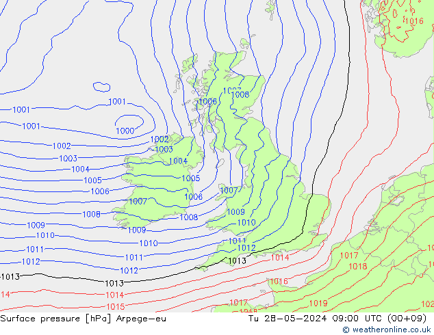 Bodendruck Arpege-eu Di 28.05.2024 09 UTC