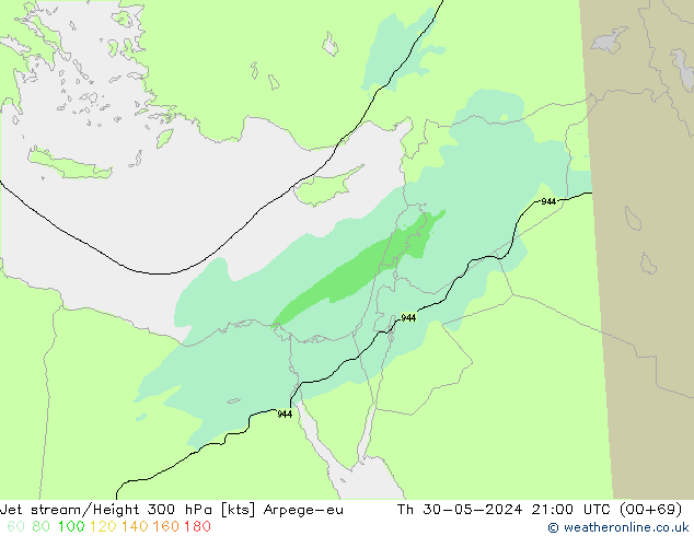 Jet stream Arpege-eu Qui 30.05.2024 21 UTC