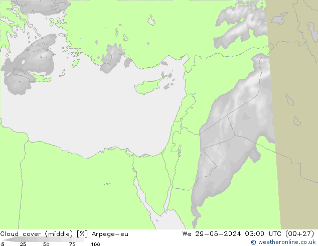 Nubes medias Arpege-eu mié 29.05.2024 03 UTC