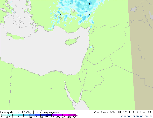 Precipitación (12h) Arpege-eu vie 31.05.2024 12 UTC