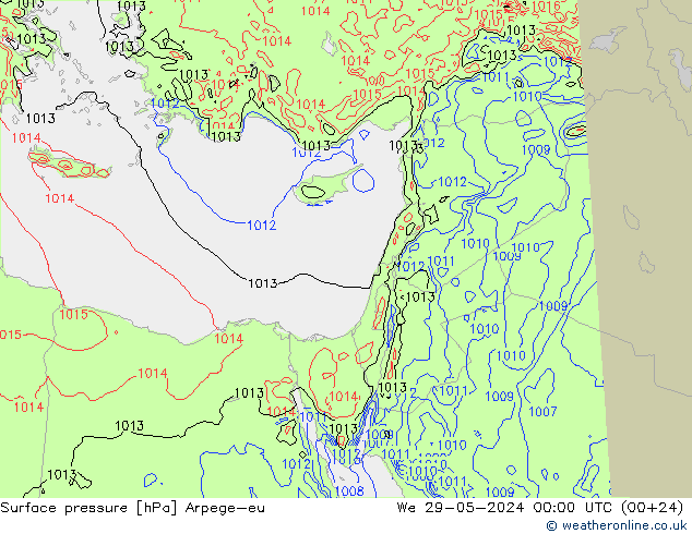Presión superficial Arpege-eu mié 29.05.2024 00 UTC