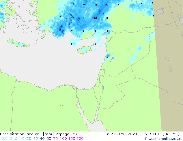 Precipitación acum. Arpege-eu vie 31.05.2024 12 UTC