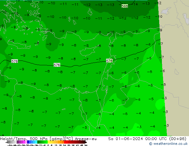 Géop./Temp. 500 hPa Arpege-eu sam 01.06.2024 00 UTC