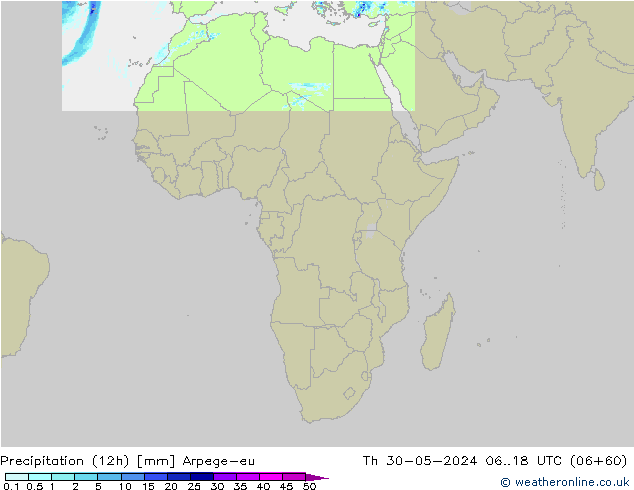 Precipitation (12h) Arpege-eu Th 30.05.2024 18 UTC