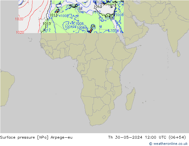 pressão do solo Arpege-eu Qui 30.05.2024 12 UTC