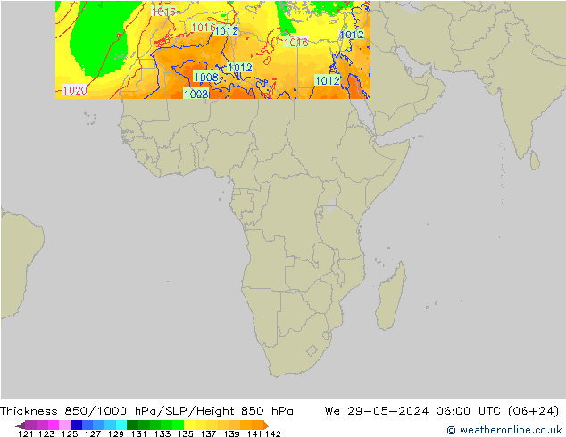 Thck 850-1000 гПа Arpege-eu ср 29.05.2024 06 UTC