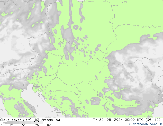 zachmurzenie (niskie) Arpege-eu czw. 30.05.2024 00 UTC