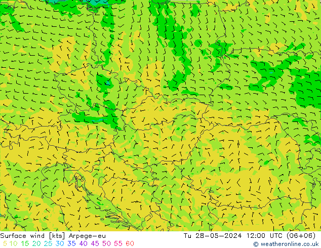 Vento 10 m Arpege-eu Ter 28.05.2024 12 UTC