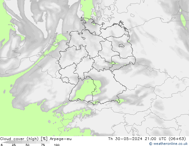 Nuages (élevé) Arpege-eu jeu 30.05.2024 21 UTC