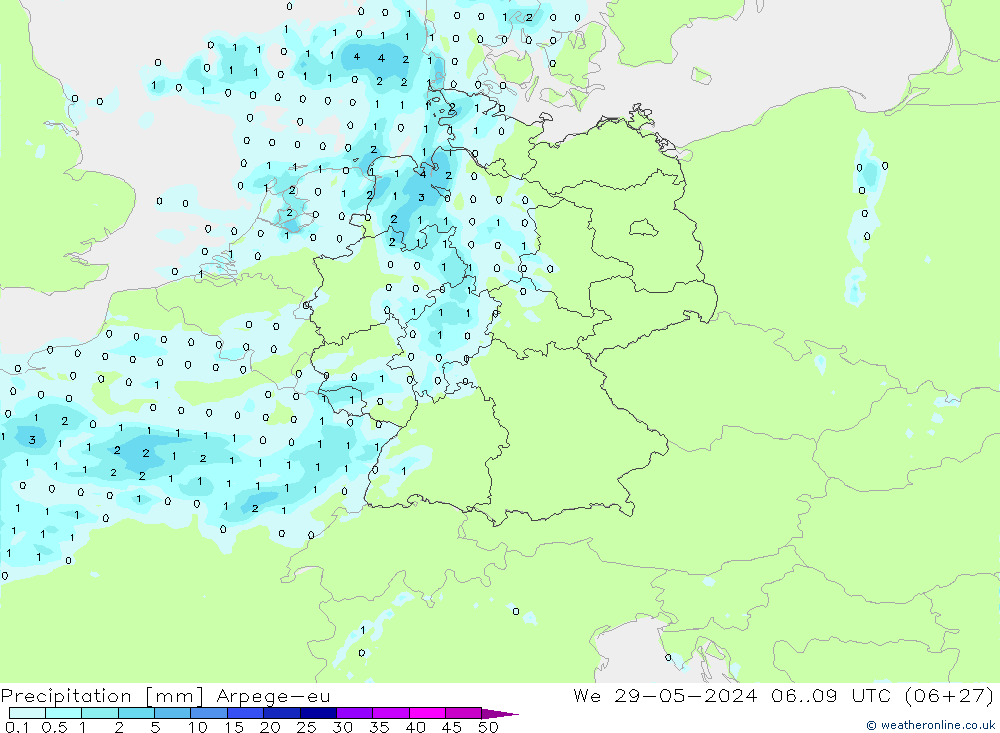 Precipitation Arpege-eu We 29.05.2024 09 UTC