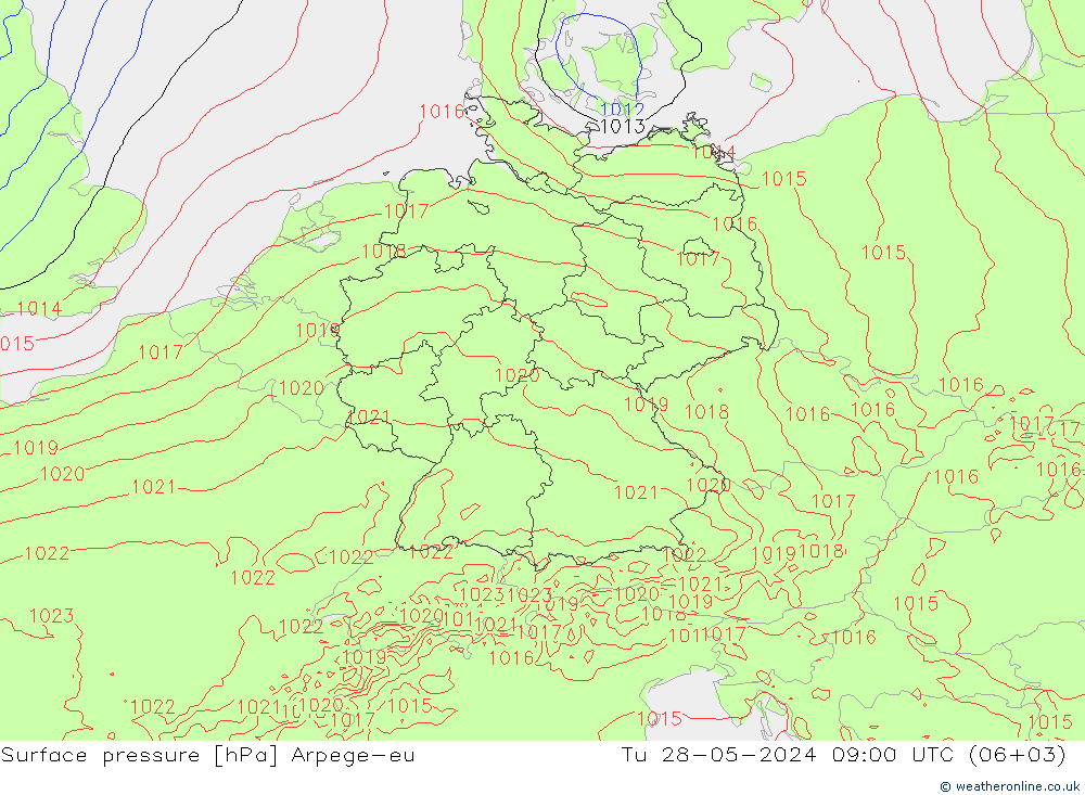 приземное давление Arpege-eu вт 28.05.2024 09 UTC