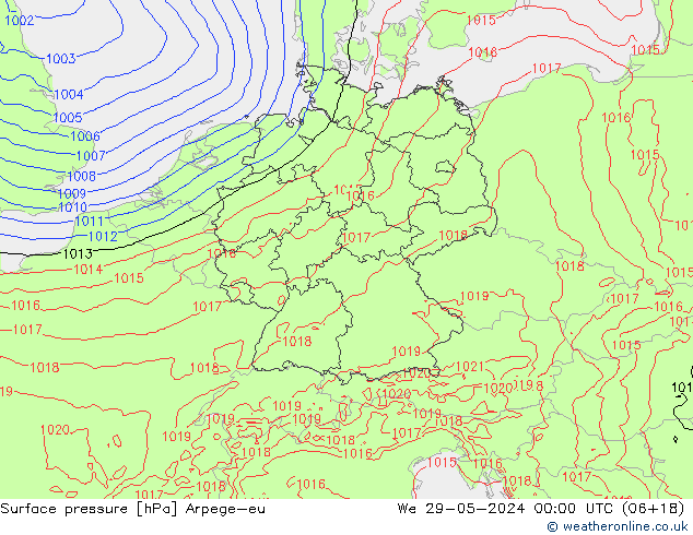 Luchtdruk (Grond) Arpege-eu wo 29.05.2024 00 UTC