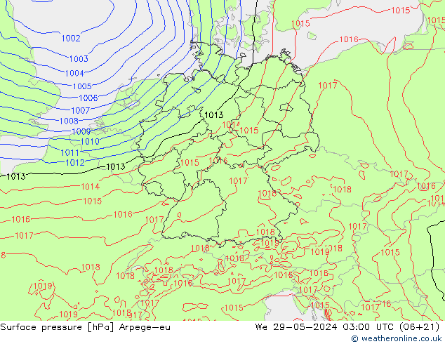 Bodendruck Arpege-eu Mi 29.05.2024 03 UTC