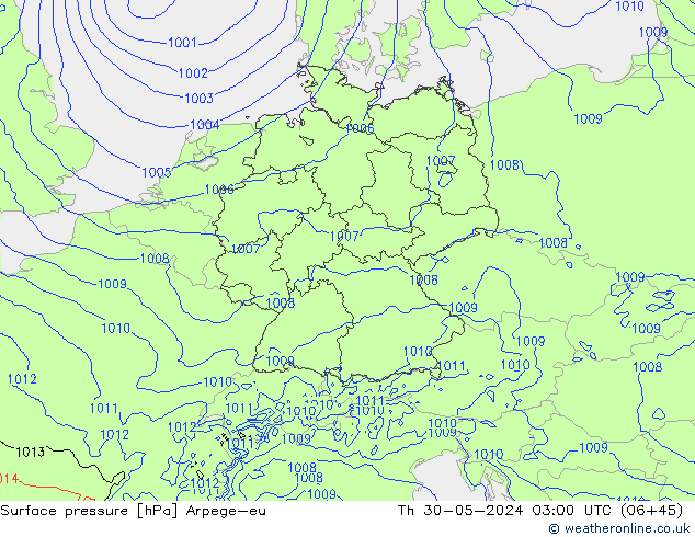 Luchtdruk (Grond) Arpege-eu do 30.05.2024 03 UTC