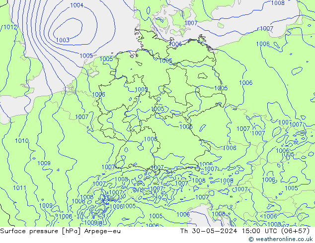 приземное давление Arpege-eu чт 30.05.2024 15 UTC