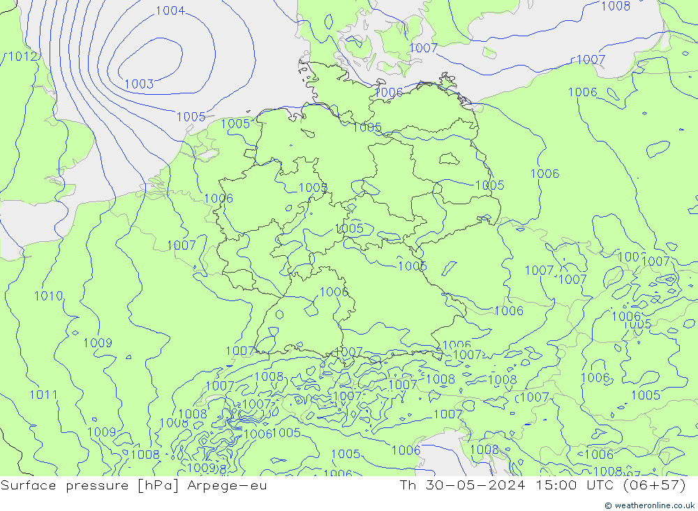 Bodendruck Arpege-eu Do 30.05.2024 15 UTC