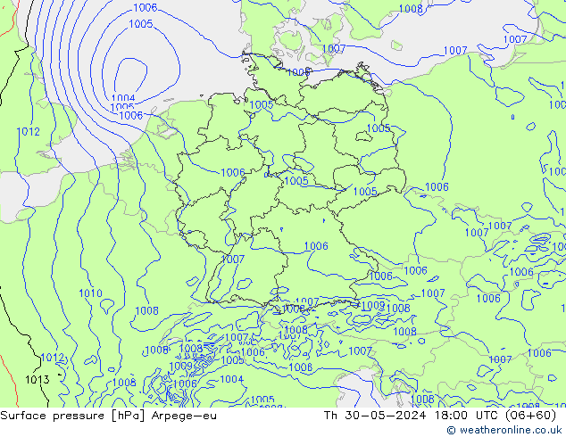 Surface pressure Arpege-eu Th 30.05.2024 18 UTC