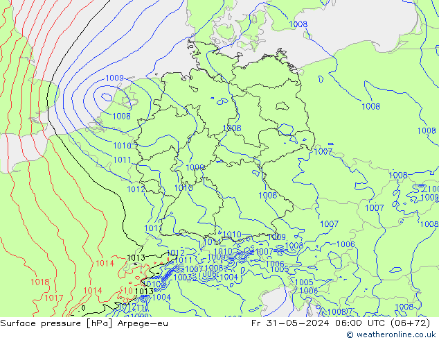 Surface pressure Arpege-eu Fr 31.05.2024 06 UTC