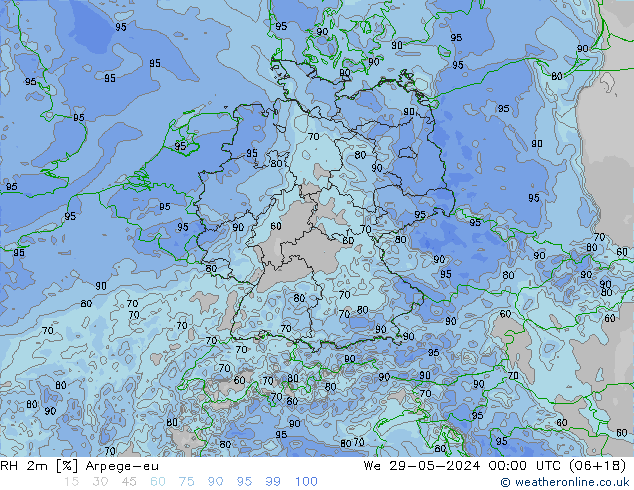 RH 2m Arpege-eu ср 29.05.2024 00 UTC