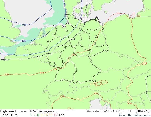 High wind areas Arpege-eu mer 29.05.2024 03 UTC