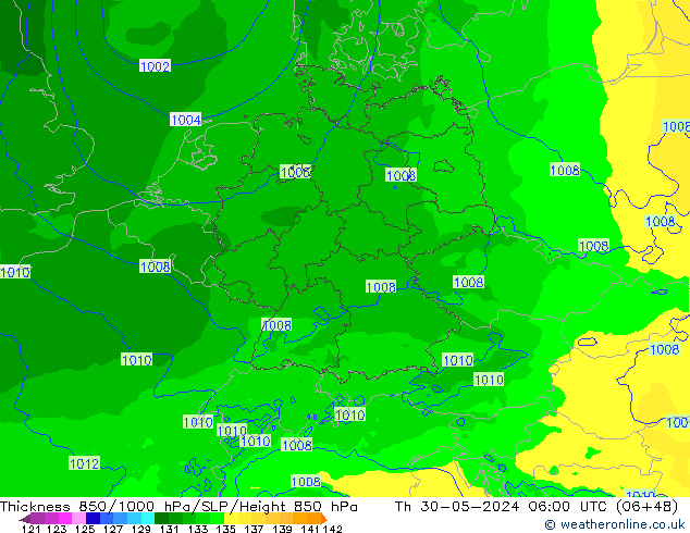 Thck 850-1000 hPa Arpege-eu jeu 30.05.2024 06 UTC