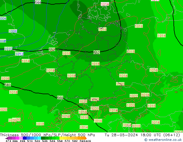 Dikte 500-1000hPa Arpege-eu di 28.05.2024 18 UTC