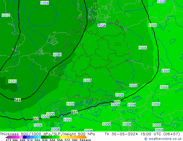 Thck 500-1000hPa Arpege-eu Čt 30.05.2024 15 UTC