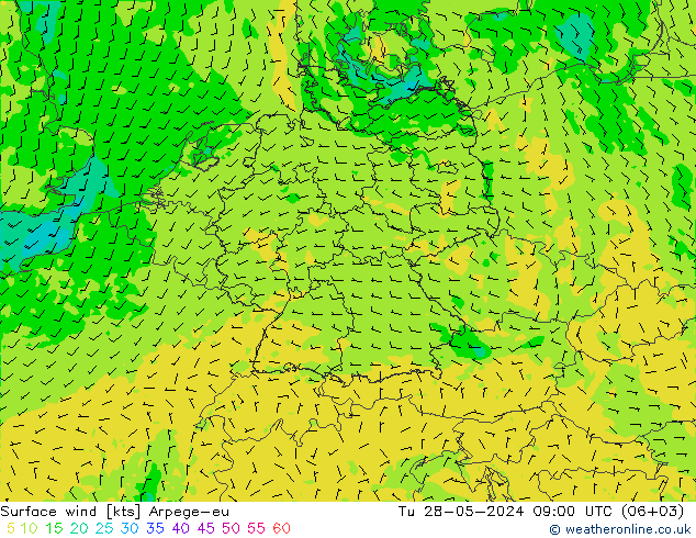 Vent 10 m Arpege-eu mar 28.05.2024 09 UTC