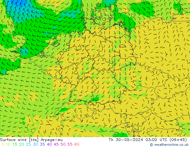 Bodenwind Arpege-eu Do 30.05.2024 03 UTC