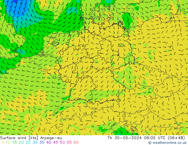Bodenwind Arpege-eu Do 30.05.2024 06 UTC