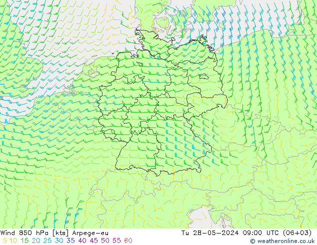 Vent 850 hPa Arpege-eu mar 28.05.2024 09 UTC