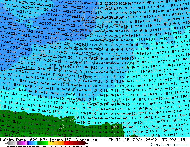 Height/Temp. 500 hPa Arpege-eu Qui 30.05.2024 06 UTC