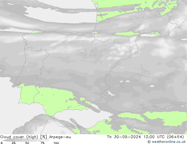 zachmurzenie (wysokie) Arpege-eu czw. 30.05.2024 12 UTC