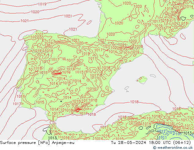 Pressione al suolo Arpege-eu mar 28.05.2024 18 UTC