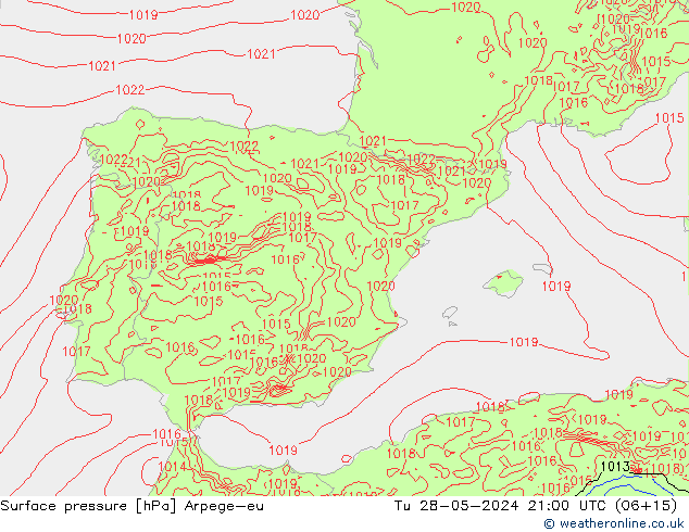 Yer basıncı Arpege-eu Sa 28.05.2024 21 UTC