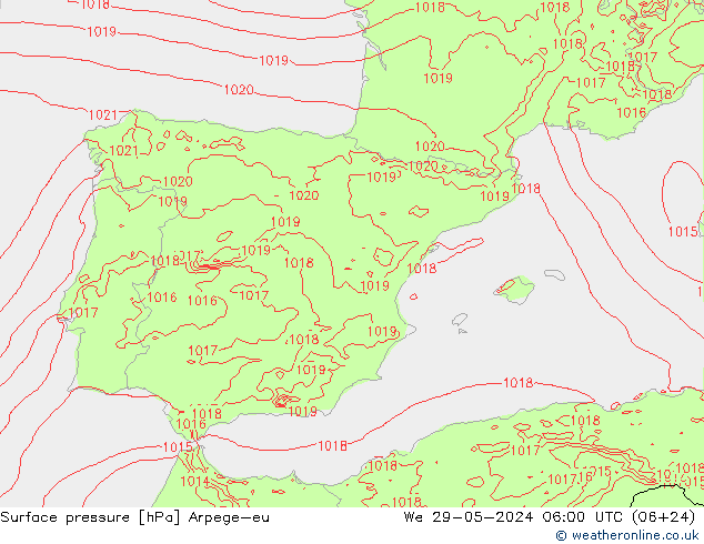 Luchtdruk (Grond) Arpege-eu wo 29.05.2024 06 UTC