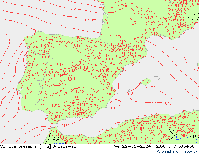 pressão do solo Arpege-eu Qua 29.05.2024 12 UTC