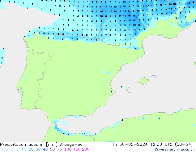 Toplam Yağış Arpege-eu Per 30.05.2024 12 UTC