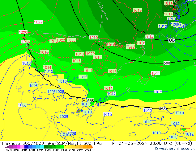 Thck 500-1000hPa Arpege-eu pt. 31.05.2024 06 UTC