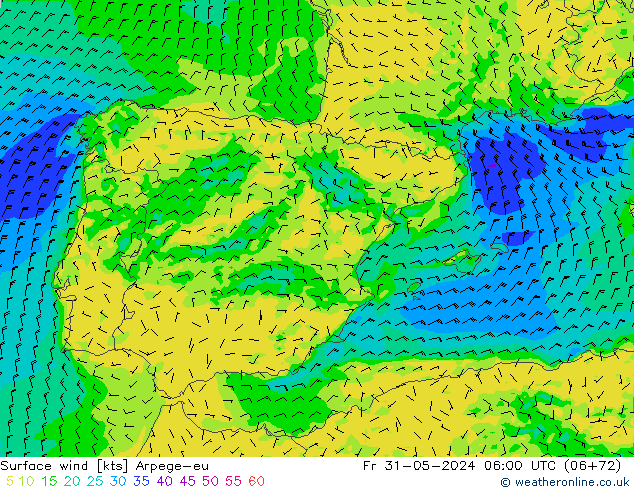wiatr 10 m Arpege-eu pt. 31.05.2024 06 UTC