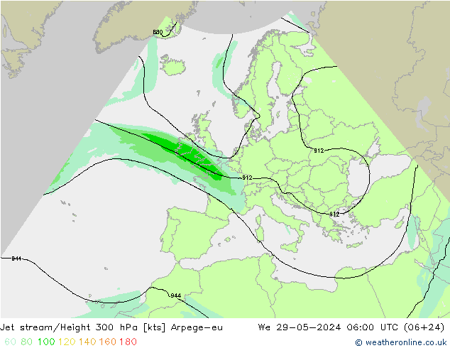 Jet stream/Height 300 hPa Arpege-eu We 29.05.2024 06 UTC